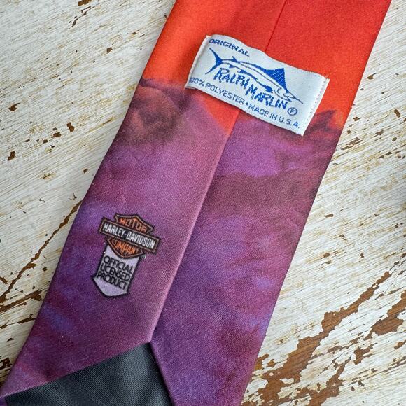 Ralph Marlin Harley Davidson Vintage 1987 Flying Eagle Neck Tie One Size - Picture 5 of 8